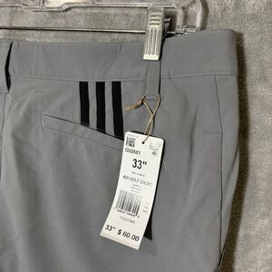 NWT ADIDAS GOLF Men Shorts 33 Gray Stripes Performance Flat Front $60